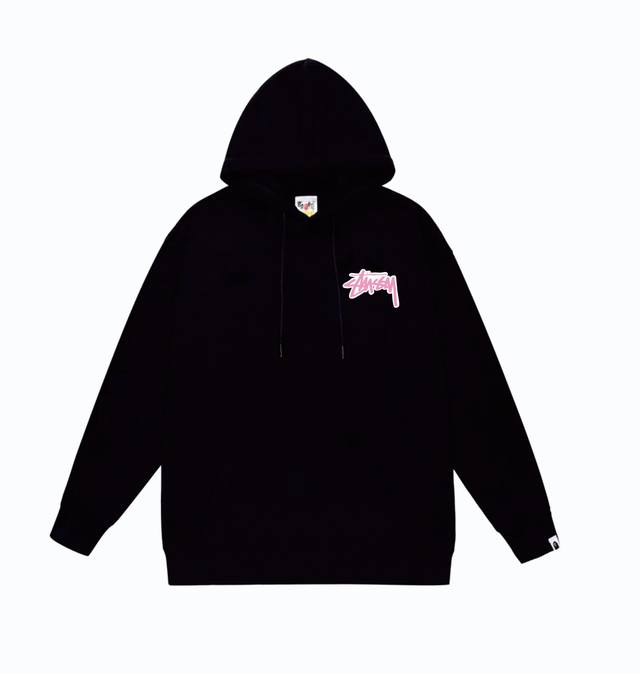 款号Sc806#毛圈 加绒110 顶级版本 Bape×Stussy联名斯图西字母印花连帽卫衣 采用380克大毛圈 落肩大版型 面料 质感柔软不起球 进口环保印花