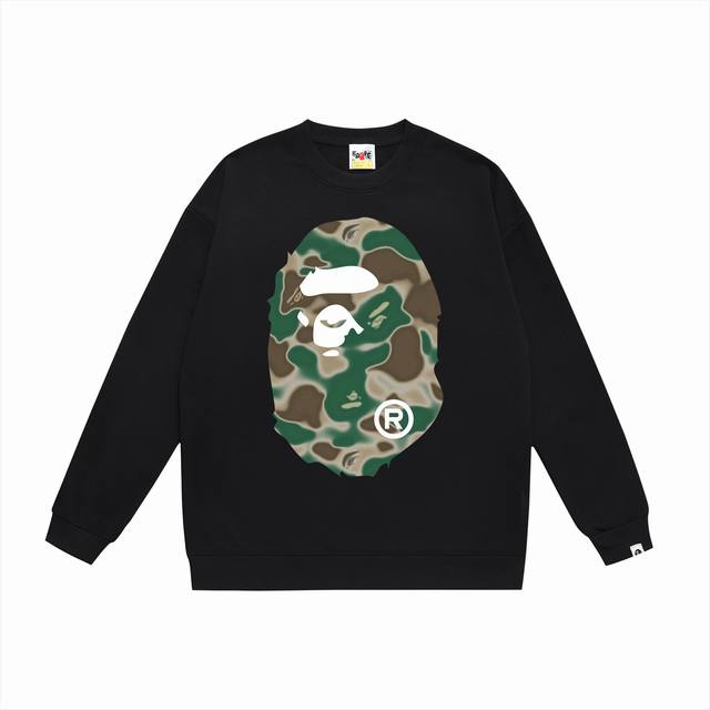 款号Sc474#毛圈 加绒90 顶级版本 Bape Liquid Camo Big Ape大猿人头圆领卫衣 采用350克大毛圈 落肩大版型 面料 质感柔软不起球