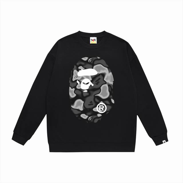 款号Sc474#毛圈 加绒90 顶级版本 Bape Liquid Camo Big Ape大猿人头圆领卫衣 采用350克大毛圈 落肩大版型 面料 质感柔软不起球