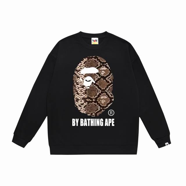款号Sc471#毛圈 加绒90 顶级版本 Bape 大猿人字母印花经典蟒纹圆领卫衣 采用350克大毛圈 落肩大版型 面料 质感柔软不起球 进口环保印花胶浆 图案