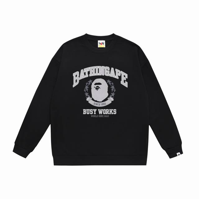 款号Sc469#毛圈 加绒90 顶级版本 Bape Bathing Ape Relaxed迷彩小猿印花圆领卫衣 采用350克大毛圈 落肩大版型 面料 质感柔软不