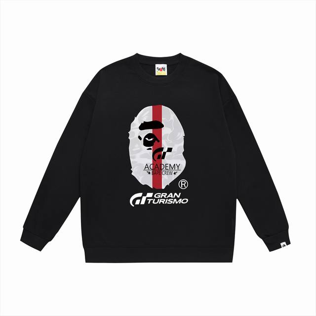 款号Sc466#毛圈 加绒90 顶级版本 Bape×Gt赛车联名款印花圆领卫衣 采用350克大毛圈 落肩大版型 面料 质感柔软不起球 进口环保印花胶浆 图案鲜明