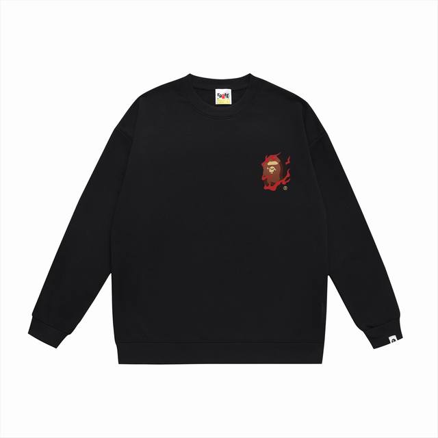 款号Sc444#毛圈 加绒90 顶级版本 Bape Souvenir Relaxed Fit纪念品猿人印花宽松圆领卫衣 采用350克大毛圈 落肩大版型 面料 质