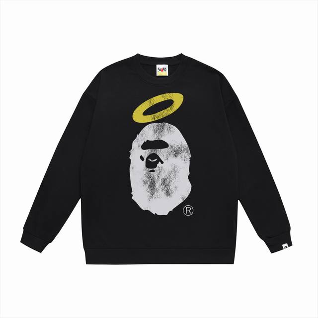 款号Sc442#毛圈 加绒90 顶级版本 Bape×Union联名限定30周年猿人头字母印花宽松圆领卫衣 采用350克大毛圈 落肩大版型 面料 质感柔软不起球