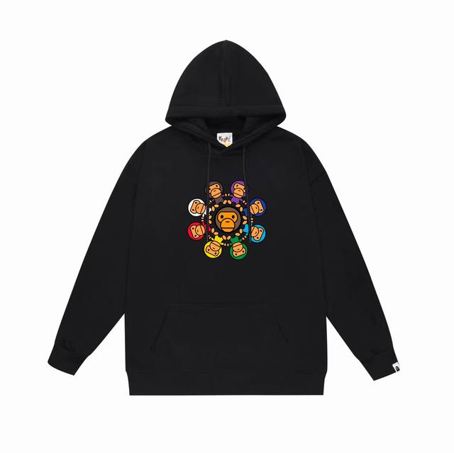 款号Sc732#毛圈 加绒110 顶级版本 王嘉尔同款 A Bathing Ape Milo彩色印花连帽卫衣 采用380克大毛圈 落肩大版型 面料 质感柔软不起