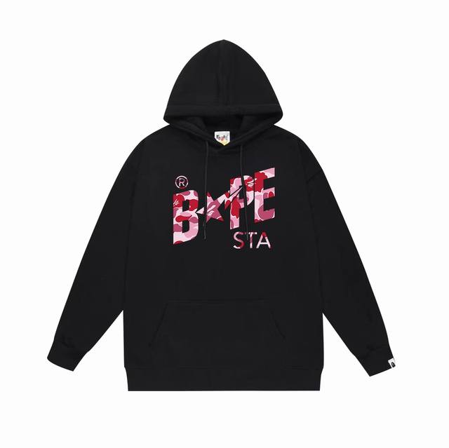 款号Sc716#毛圈 加绒110 顶级版本 Bape迷彩星标字母印花连帽卫衣 采用380克大毛圈 落肩大版型 面料 质感柔软不起球 进口环保印花胶浆 图案鲜明立