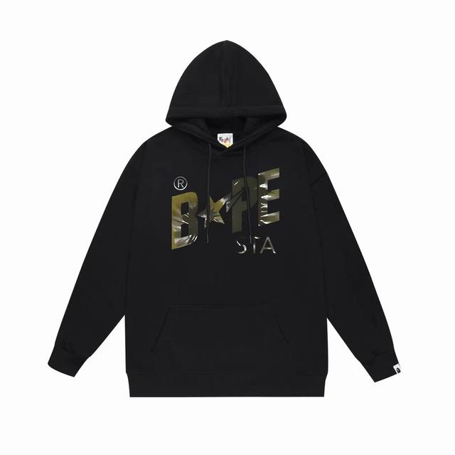 款号Sc714#毛圈 加绒110 顶级版本 Bape秋冬扎染字母星星印花连帽卫衣 采用380克大毛圈 落肩大版型 面料 质感柔软不起球 进口环保印花胶浆 图案鲜