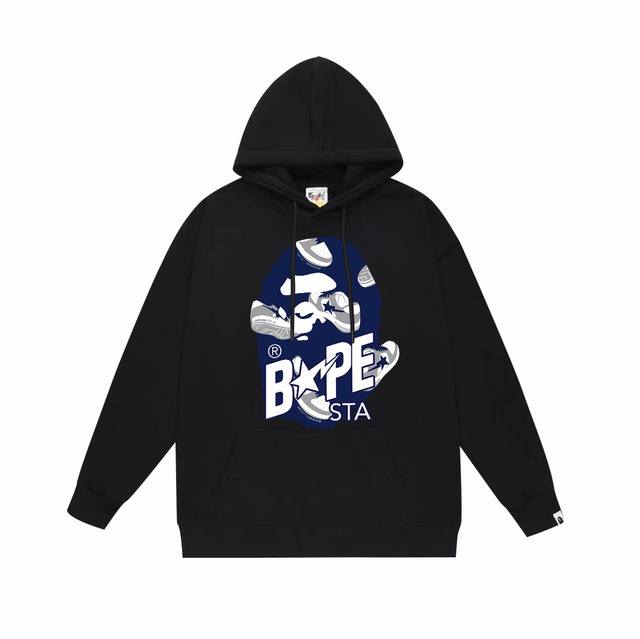 款号Sc711#毛圈 加绒110 顶级版本 Bape猿人头字母印花Sta休闲鞋图案连帽卫衣 采用380克大毛圈 落肩大版型 面料 质感柔软不起球 进口环保印花胶