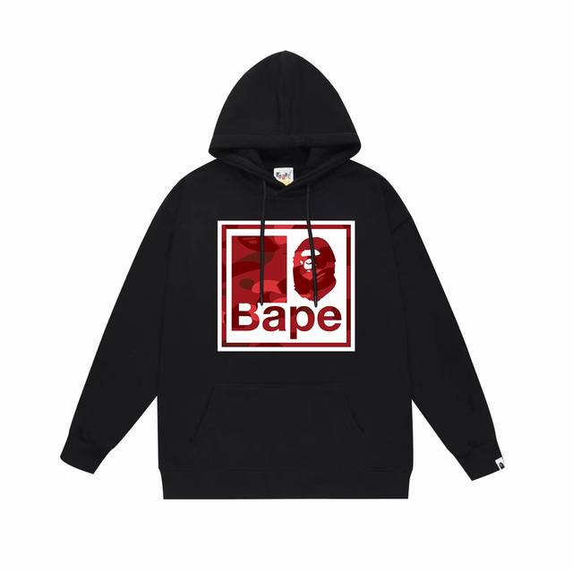款号Sc706#毛圈 加绒 顶级版本 Bape 迷彩猿人头字母印花连帽卫衣 采用380克大毛圈430克银狐绒 落肩大版型 面料 质感柔软不起球 进口环保印花胶浆