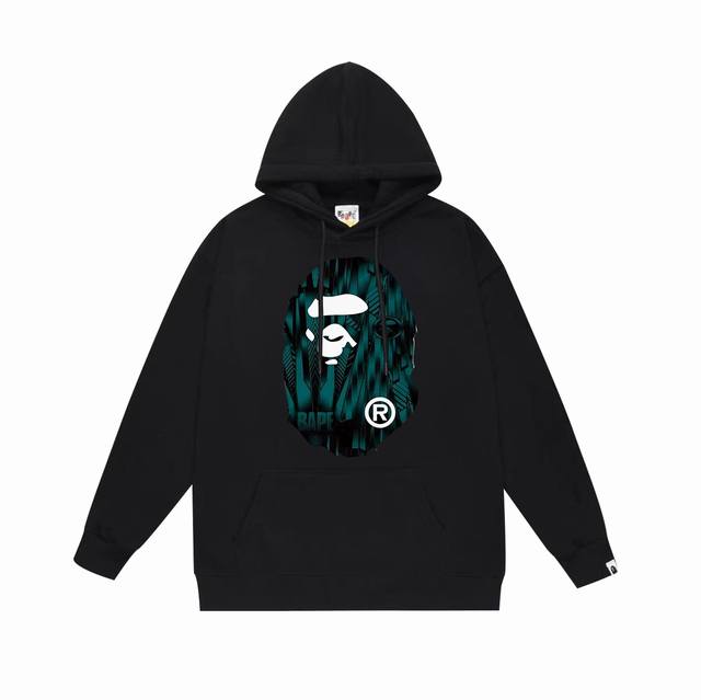 款号Sc704#毛圈 加绒 顶级版本 Bape 极速赛车速度感图案猿人头印花连帽卫衣 采用380克大毛圈430克银狐绒 落肩大版型 面料 质感柔软不起球 进口环