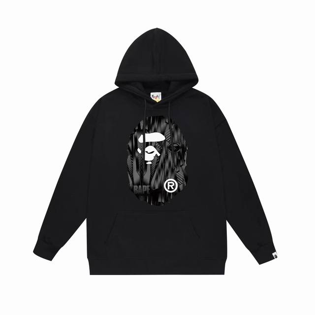 款号Sc704#毛圈 加绒 顶级版本 Bape 极速赛车速度感图案猿人头印花连帽卫衣 采用380克大毛圈430克银狐绒 落肩大版型 面料 质感柔软不起球 进口环
