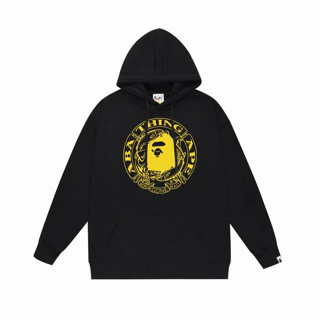 款号Sc697#毛圈 加绒 顶级版本 Bape 猿人头双鱼字母圆章印花图案连帽卫衣 采用380克大毛圈430克银狐绒 落肩大版型 面料 质感柔软不起球 进口环保
