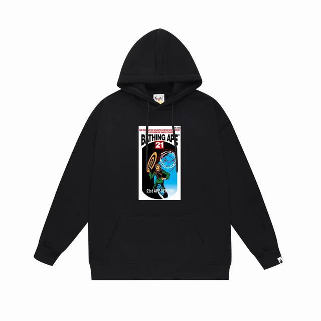 款号Sc696#毛圈 加绒 顶级版本 Bape 猿人印花图案连帽卫衣 采用380克大毛圈430克银狐绒 落肩大版型 面料 质感柔软不起球 进口环保印花胶浆 图案