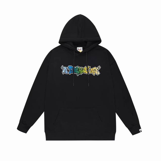 款号Sc692#毛圈 加绒 顶级版本 Bape 涂鸦字母猿人头星标印花连帽卫衣 采用380克大毛圈430克银狐绒 落肩大版型 面料 质感柔软不起球 进口环保印花