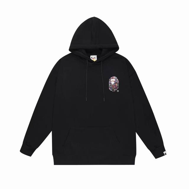 款号Sc690#毛圈 加绒 顶级版本 Bape 猿宇宙Nft猿人头字母印花连帽卫衣 采用380克大毛圈430克银狐绒 落肩大版型 面料 质感柔软不起球 进口环保