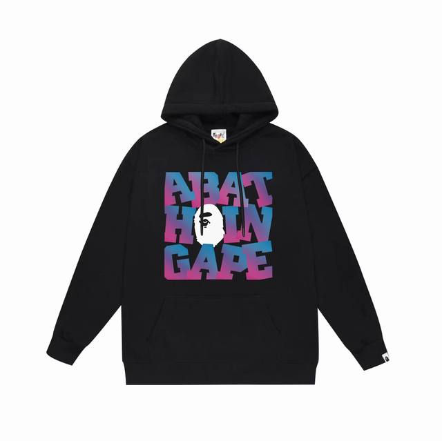 款号Sc686#毛圈 加绒 顶级版本 Bape 猿人头渐变字母印花连帽卫衣 采用380克大毛圈430克银狐绒 落肩大版型 面料 质感柔软不起球 进口环保印花胶浆