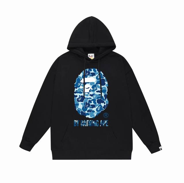 款号Sc675#毛圈 加绒 顶级版本 Bape 迷彩猿人头Logo印花连帽卫衣 采用380克大毛圈430克银狐绒 落肩大版型 面料 质感柔软不起球 进口环保印花