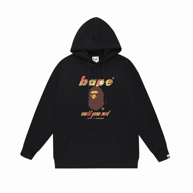 款号Sc671#毛圈 加绒 顶级版本 Bape 猿人头经典字母印花连帽卫衣 采用380克大毛圈430克银狐绒 落肩大版型 面料 质感柔软不起球 进口环保印花胶浆