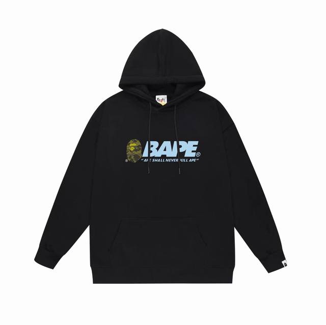 款号Sc670#毛圈 加绒 顶级版本 Bape Summer Camp迷彩猿人头印花连帽卫衣 采用380克大毛圈430克银狐绒 落肩大版型 面料 质感柔软不起球