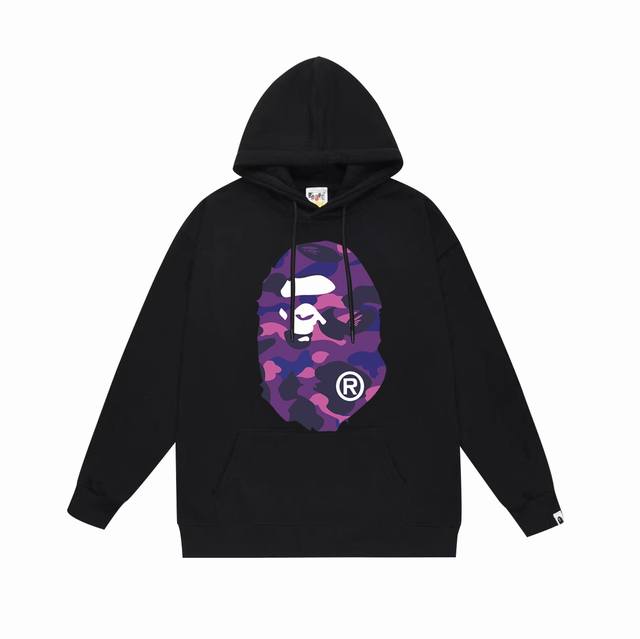 款号Sc660#毛圈 加绒 顶级版本 Bape 双面迷彩猿人头印花连帽卫衣 采用380克大毛圈430克银狐绒 落肩大版型 面料 质感柔软不起球 进口环保印花胶浆