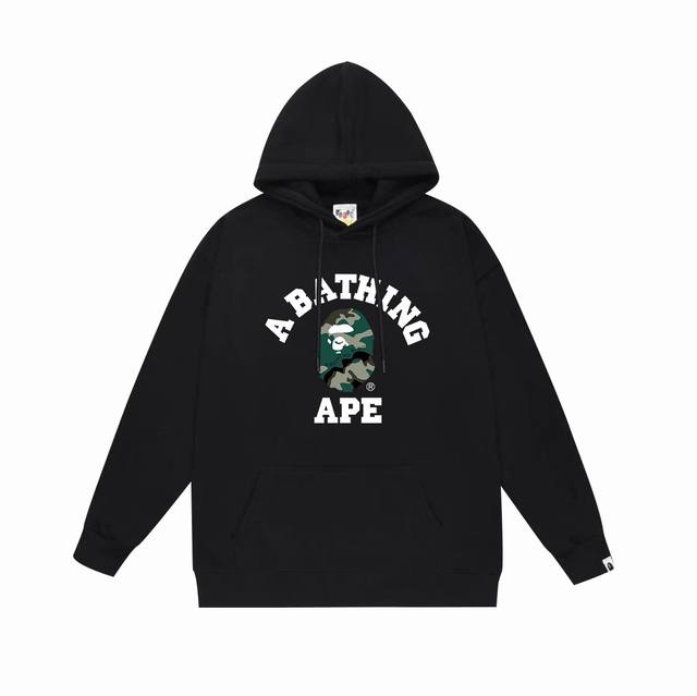 款号Sc658#毛圈 加绒 顶级版本 Bape 小猿人头字母印花连帽卫衣 采用380克大毛圈430克银狐绒 落肩大版型 面料 质感柔软不起球 进口环保印花胶浆