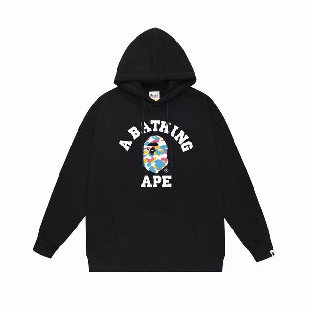 款号Sc656#毛圈 加绒 顶级版本 Bape 猿人头字母印花连帽卫衣 采用380克大毛圈430克银狐绒 落肩大版型 面料 质感柔软不起球 进口环保印花胶浆 图