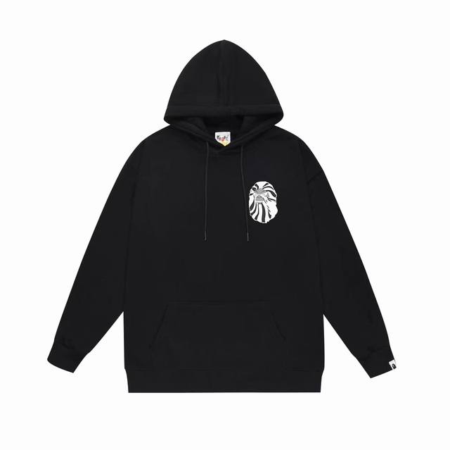 款号Sc650#毛圈 加绒 顶级版本 Bape 猿人头字母后背大猿人头印花连帽卫衣 采用380克大毛圈430克银狐绒 落肩大版型 面料 质感柔软不起球 进口环保
