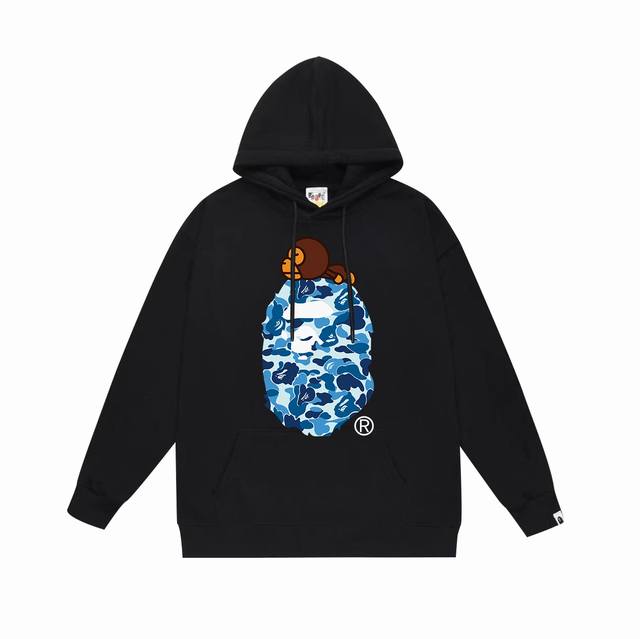 款号Sc648#毛圈 加绒 顶级版本 Bape 猿人头猴子字母印花连帽卫衣 采用380克大毛圈430克银狐绒 落肩大版型 面料 质感柔软不起球 进口环保印花胶浆