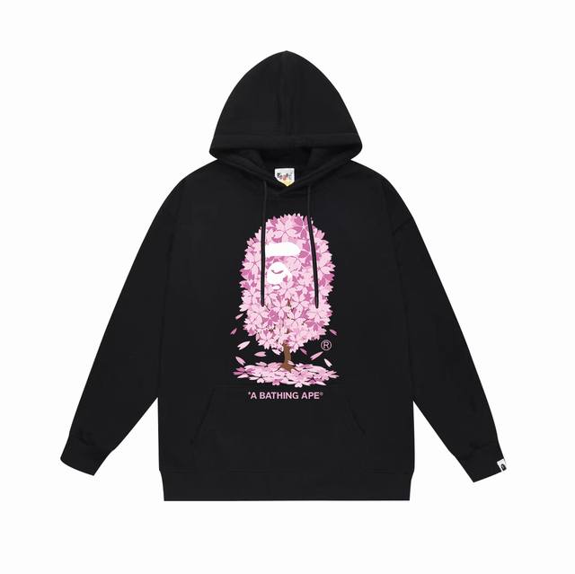 款号Sc639#毛圈 加绒 顶级版本 Bape 樱花树二代限定 Ss印花连帽卫衣 采用380克大毛圈430克银狐绒 落肩大版型 面料 质感柔软不起球 进口环保印