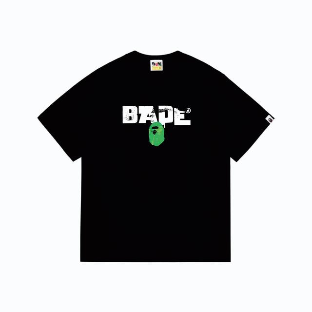 Sc269# 顶级版本 Bape 猿人猿军字母图案印花短袖T恤 采用260克优质高织纯棉面料 双纱精梳 质感柔软不起球 进口环保印花胶浆 图案鲜明立体 品质男女