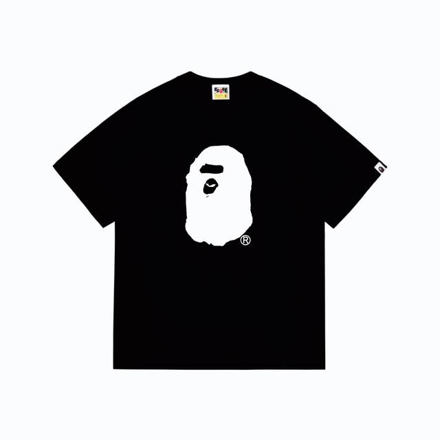 Sc268# 顶级版本 Bape Ss24喷墨感猿人头字母印花短袖T恤 采用260克优质高织纯棉面料 双纱精梳 质感柔软不起球 进口环保印花胶浆 图案鲜明立体