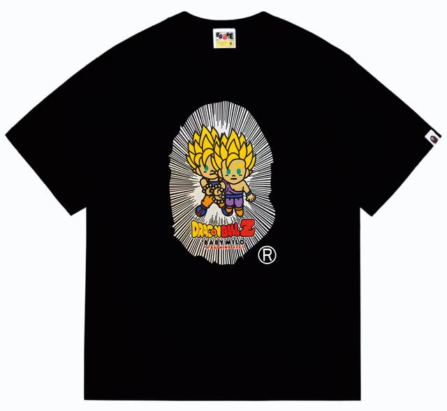 Sc255# 顶级版本 Bape 七龙珠联名超级赛亚人大猿人印花T恤 采用260克优质高织纯棉面料 双纱精梳 质感柔软不起球 进口环保印花胶浆 图案鲜明立体 品