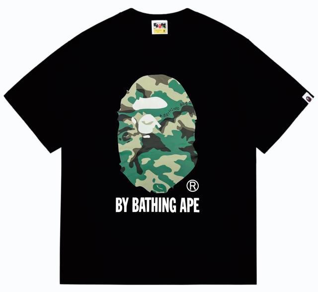 Sc254# 顶级版本 Bape 森林迷彩大猿人头字母印花T恤 采用260克优质高织纯棉面料 双纱精梳 质感柔软不起球 进口环保印花胶浆 图案鲜明立体 品质男女