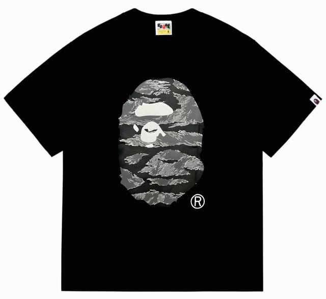 Sc253# 顶级版本 Bape 虎纹迷彩猿人头印花T恤 采用260克优质高织纯棉面料 双纱精梳 质感柔软不起球 进口环保印花胶浆 图案鲜明立体 品质男女同款