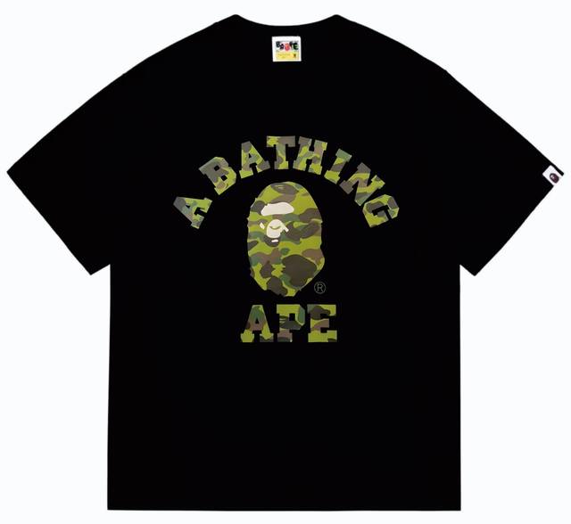 Sc249# 顶级版本 Bape 迷彩猿人头字母印花短袖T恤 采用260克优质高织纯棉面料 双纱精梳 质感柔软不起球 进口环保印花胶浆 图案鲜明立体 品质男女同