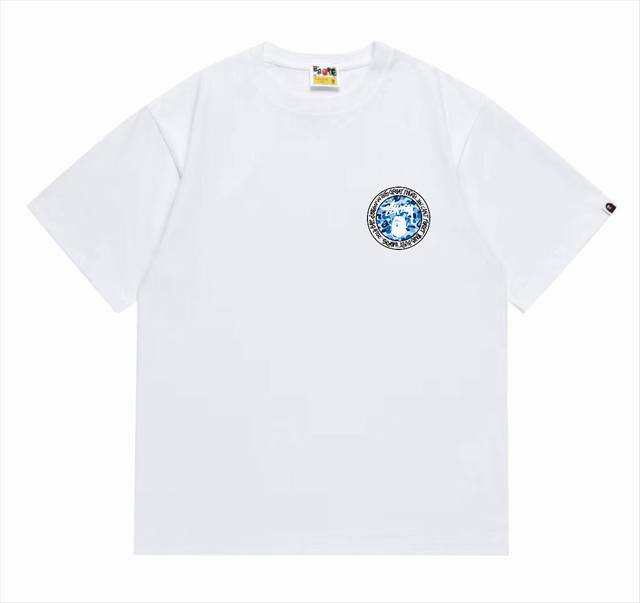 Sc218# 顶级版本 Bape×Stussy 联名斯图西字母猿人印花T恤 采用260克优质高织纯棉面料 双纱精梳 质感柔软不起球 进口环保印花胶浆 图案鲜明立