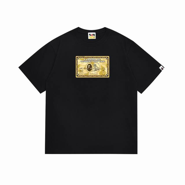 Sc195# 顶级版本 Bape×Ovo联名猿人头猫头鹰金卡标识印花T恤 采用260克优质高织纯棉面料 双纱精梳 质感柔软不起球 进口环保印花胶浆 图案鲜明立体