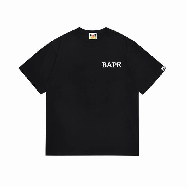 Sc076# 顶级版本 Bape 猿人头撞色字母印花短袖T恤 采用260克优质高织纯棉面料 双纱精梳 质感柔软不起球 进口环保印花胶浆 图案鲜明立体 品质男女同