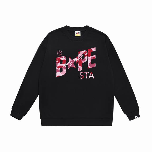 款号Sc416#毛圈 加绒90 顶级版本 Bape迷彩星标字母印花圆领卫衣 采用350克大毛圈 落肩大版型 面料 质感柔软不起球 进口环保印花胶浆 图案鲜明立体