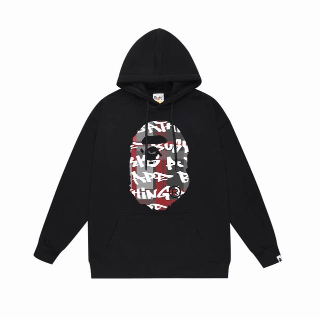 款号Sc602#毛圈 加绒 顶级版本 Bape 猿人头字母双面印花连帽卫衣 采用380克大毛圈430克银狐绒 落肩大版型 面料 质感柔软不起球 进口环保印花胶浆