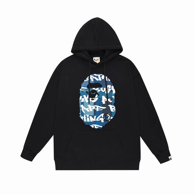 款号Sc602#毛圈 加绒 顶级版本 Bape 猿人头字母双面印花连帽卫衣 采用380克大毛圈430克银狐绒 落肩大版型 面料 质感柔软不起球 进口环保印花胶浆