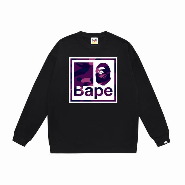 款号Sc406#毛圈 加绒90 顶级版本 Bape迷彩猿人头字母印花圆领卫衣 采用350克大毛圈 落肩大版型 面料 质感柔软不起球 进口环保印花胶浆 图案鲜明立