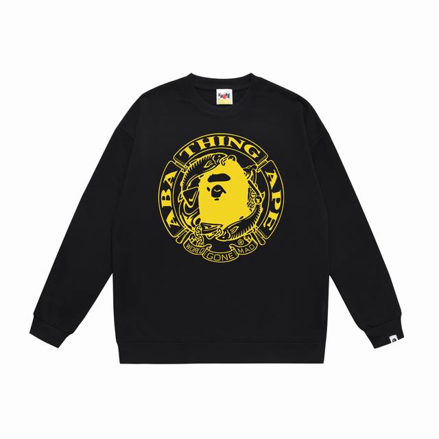 款号Sc397#毛圈 加绒90 顶级版本 Bape 猿人头双鱼字母圆章印花图案圆领卫衣 采用350克大毛圈 落肩大版型 面料 质感柔软不起球 进口环保印花胶浆