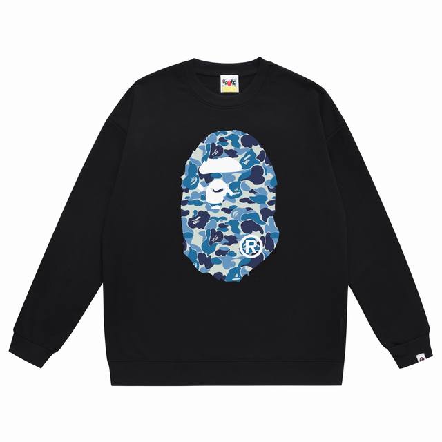 款号Sc336# 顶级版本 Bape Abc蓝迷彩猿人Logo双面印花圆领卫衣 采用350克大毛圈 落肩大版型 面料 质感柔软不起球 进口环保印花胶浆 图案鲜明