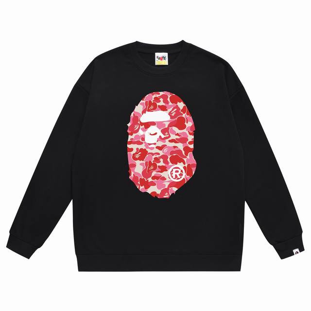 款号Sc336# 顶级版本 Bape Abc粉迷彩猿人Logo双面印花圆领卫衣 采用350克大毛圈 落肩大版型 面料 质感柔软不起球 进口环保印花胶浆 图案鲜明