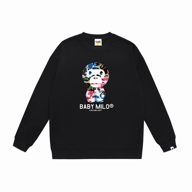 款号Sc393#毛圈 加绒90 顶级版本 Bape Anc混合迷彩小猿印花圆领卫衣 采用350克大毛圈 落肩大版型 面料 质感柔软不起球 进口环保印花胶浆 图案