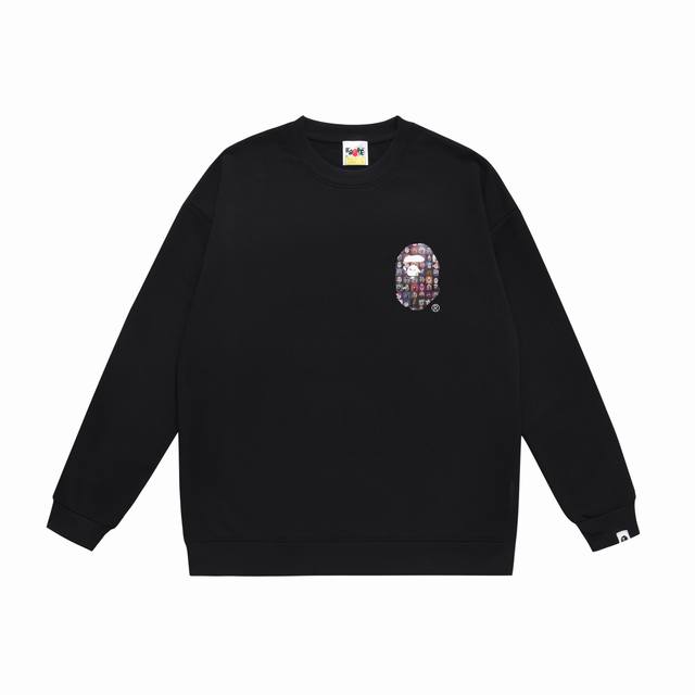 款号Sc390#毛圈 加绒90 顶级版本 Bape 猿宇宙Nft猿人头字母印花圆领卫衣 采用350克大毛圈 落肩大版型 面料 质感柔软不起球 进口环保印花胶浆