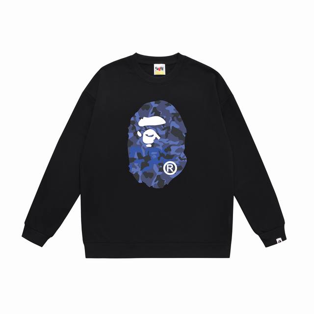 款号Sc328#毛圈 加绒90 顶级版本 Bape 字母沙漠迷彩猿人头双面印花圆领卫衣 采用350克大毛圈 落肩大版型 面料 质感柔软不起球 进口环保印花胶浆