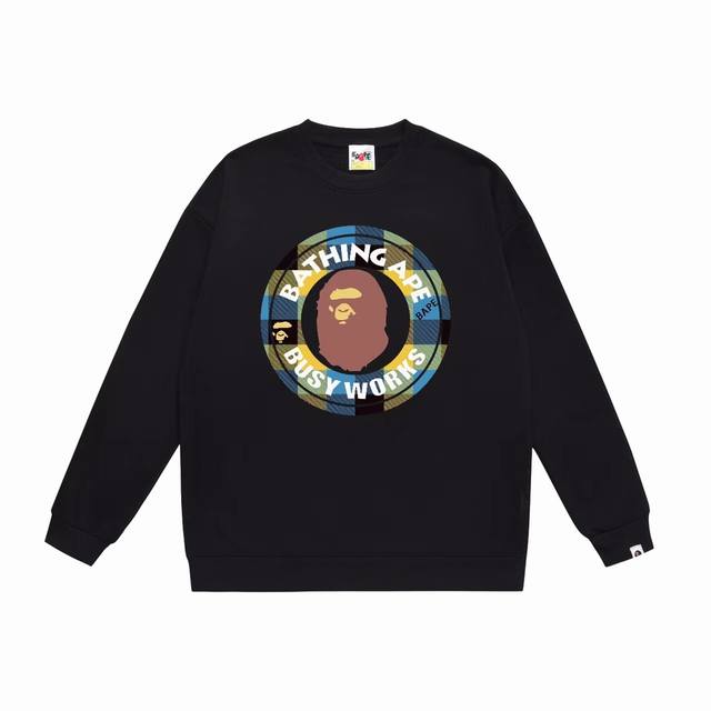 款号Sc372#毛圈 加绒90 顶级版本 Bape 猿人头经典字母印花圆领卫衣 采用350克大毛圈 落肩大版型 面料 质感柔软不起球 进口环保印花胶浆 图案鲜明