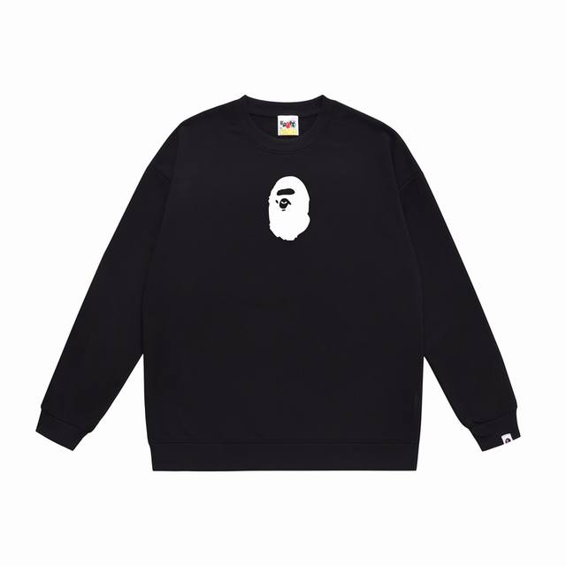 款号Sc325#毛圈 加绒90 顶级版本 Bape经典小猿人头图案字母印花圆领卫衣 采用350克大毛圈 落肩大版型 面料 质感柔软不起球 进口环保印花胶浆 图案